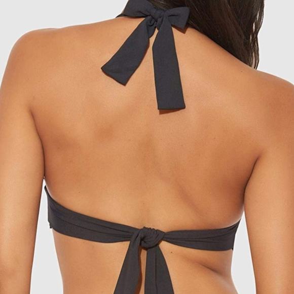 Bleu Rod Beattie Women's Black/Gold Smock It To Ya Halter Bikini Swim Top sz 14 - Picture 2 of 4